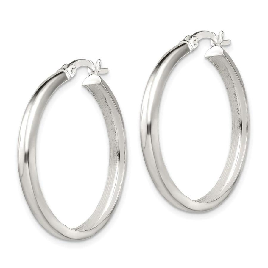 激安価格 925 Sterling Silver Polished Beveled Edge Hoop Earrings 並行輸入品