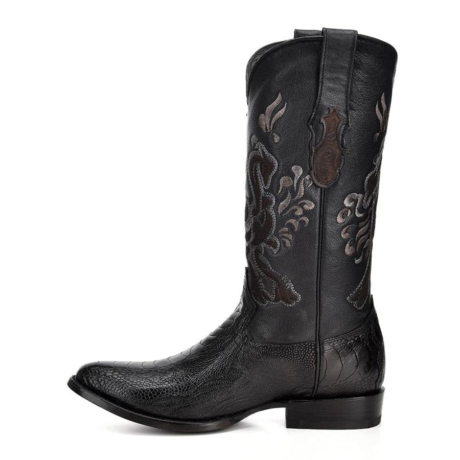 【並行輸入品】Cuadra Ostrich Leg Cowboy Western Boots (Black, numeric_9_point_の画像