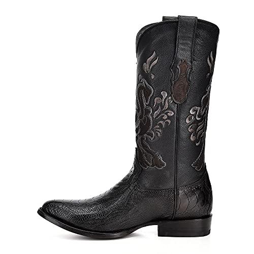 【並行輸入品】Cuadra Ostrich Leg Cowboy Western Boots (Black, numeric_9_point_の画像