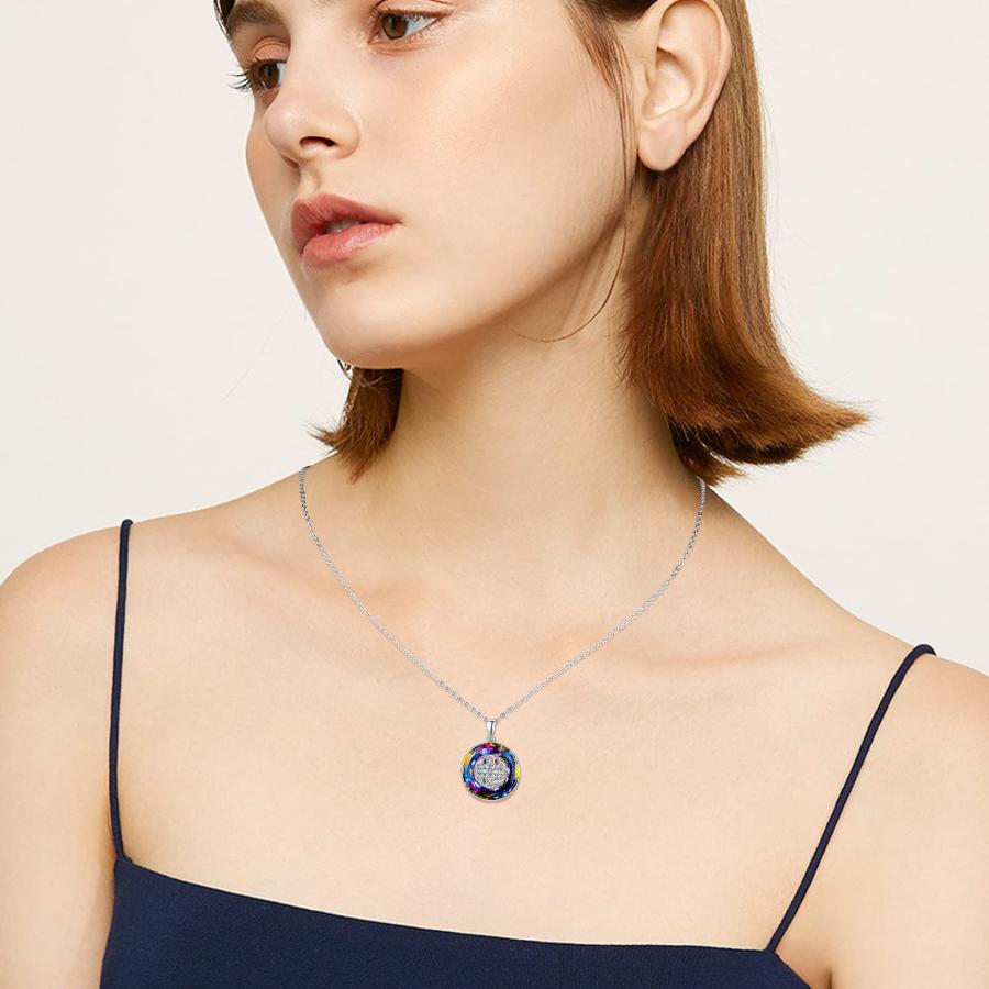 曼荼羅ネックレス 7チャクラ 925スターリングシルバー フラワー 曼荼羅ネックレス 7チャクラ 925スターリングシルバー フラワー