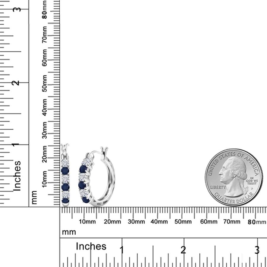 [Gem Stone King] 1.38カラット 天然 サファイア フープピアス レディース モアサナイト シルバー925 金属アレルギー対応 9月 誕生石 誕生日プレゼント｜bestshop-d｜02