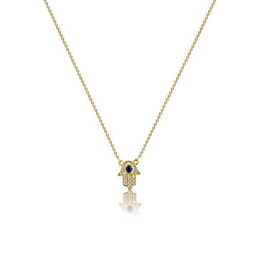 【並行輸入品】Kyerlyn Hamsa ハンドペンダントネックレス 14Kゴールド ホワイトゴールドメッキ 華奢な邪視ネックレス 女性用 ハン