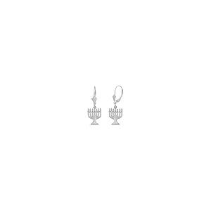 【並行輸入品】14K WHITE GOLD ISRAEL JEWISH HANUKKAH MENORAH EARRING SETの画像
