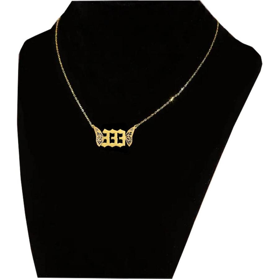 【並行輸入品】SUNSCSC バタフライネックレス エンジェルナンバーネックレス レディース 444 666 777 888 華奢な数値チョーカージュ_1