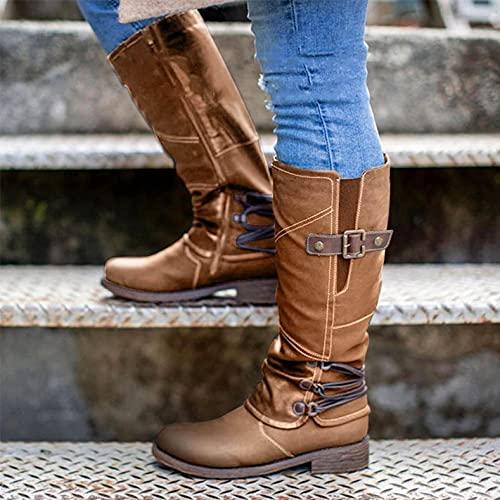【並行輸入品】Masbird Boots for Women Fall Winter Dressy Square Heel Knee Highの画像