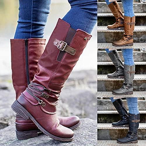 【並行輸入品】Masbird Boots for Women Fall Winter Dressy Square Heel Knee Highの画像