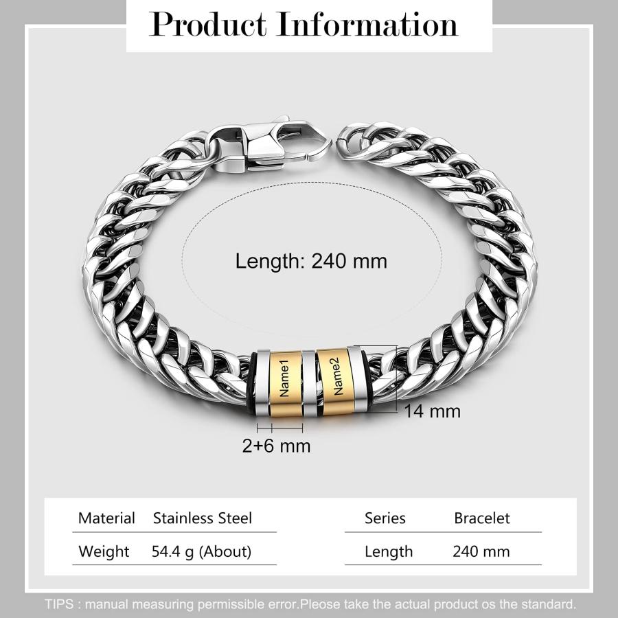 【爆売りセール開催中！】 lagofit Custom Bracelets for Men with 1 6 Names Personalized Bra 並行輸入品