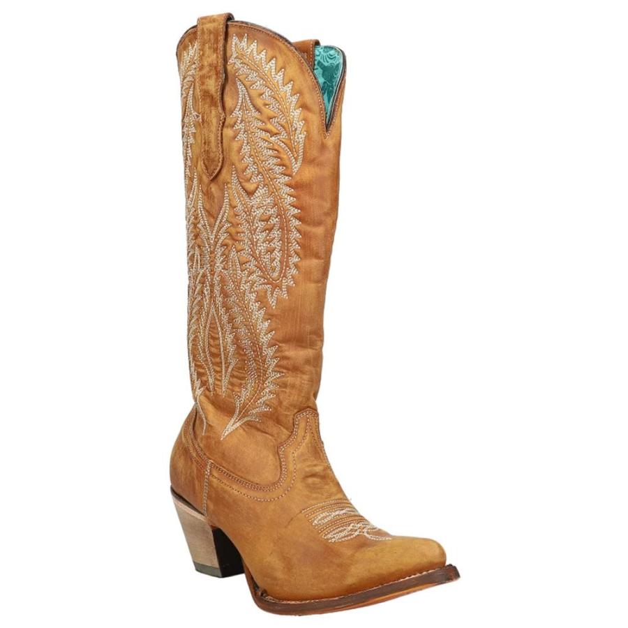【並行輸入品】CORRAL Women's Golden Embroidery Western Boot Snip Toe Gold 7 Mの画像
