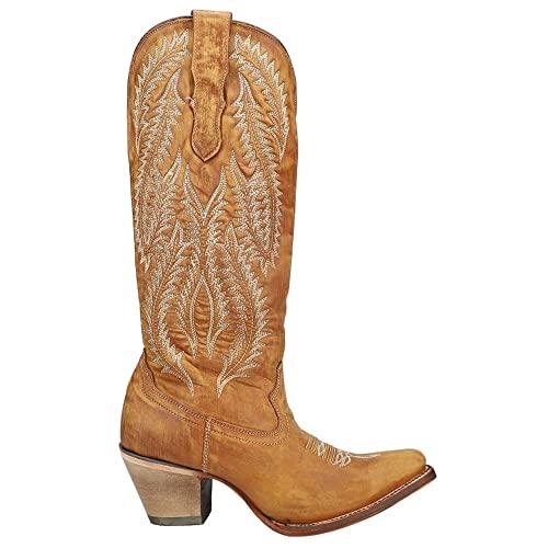 【並行輸入品】CORRAL Women's Golden Embroidery Western Boot Snip Toe Gold 7 Mの画像