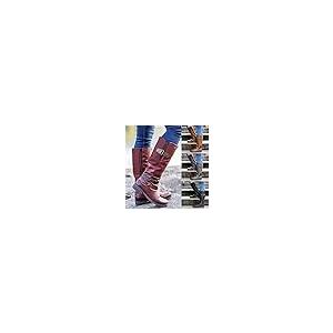 【並行輸入品】Gibobby Boots for Women Knee high,Round Toe Low Chunky Heel Flatの画像