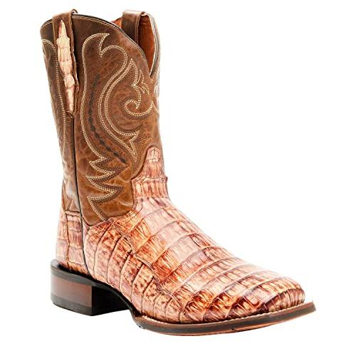 【並行輸入品】Dan Post Men's Caiman Belly Western Boot Broad Square Toe Tan 8.の画像