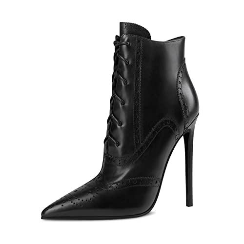 【並行輸入品】YDN Women Perforated Lace up Oxfords Ankle Booties Pointed Toe Sの画像