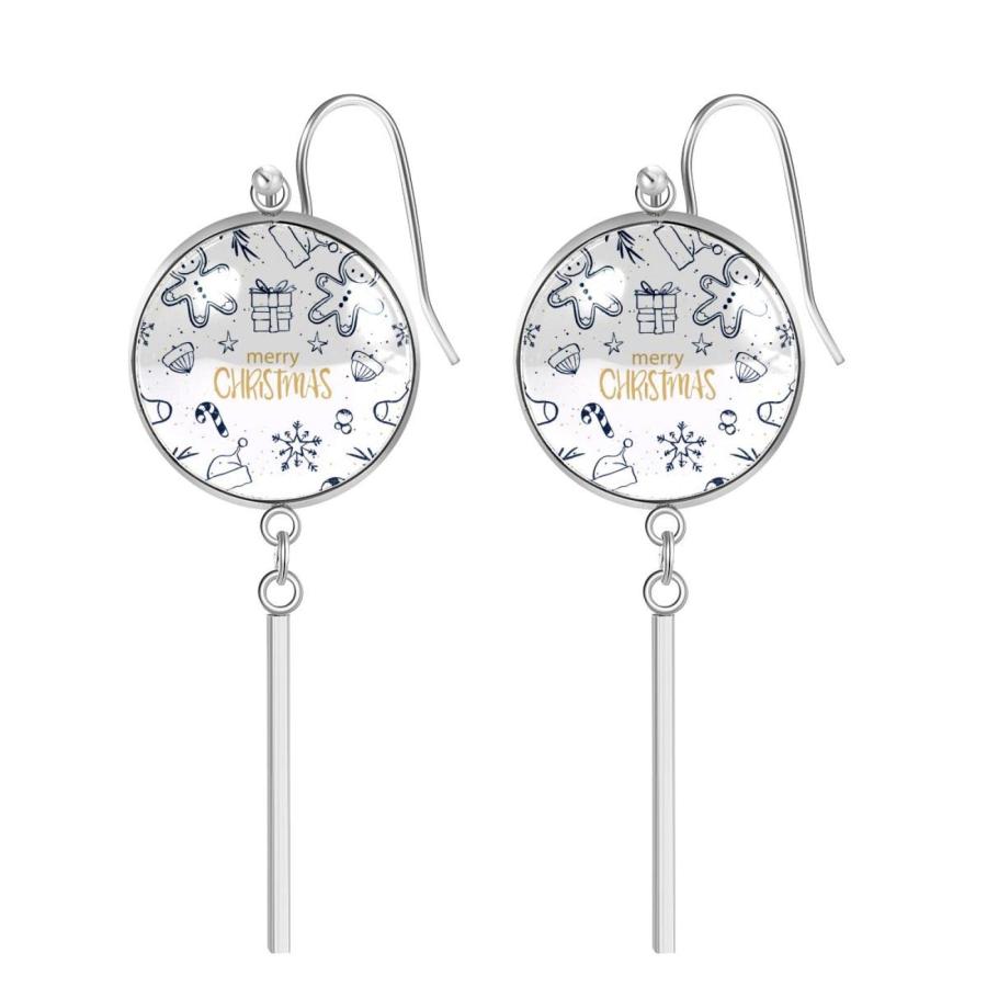 【並行輸入品】Hand Drawn Gingerbread Man Stainless Steel Dangle Earrings for W