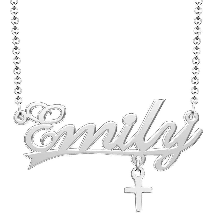 【並行輸入品】Q&Locket 925スターリングシルバー パーソナライズ カスタム ネームネックレス スクリプト イニシャル ネームプレート ネック