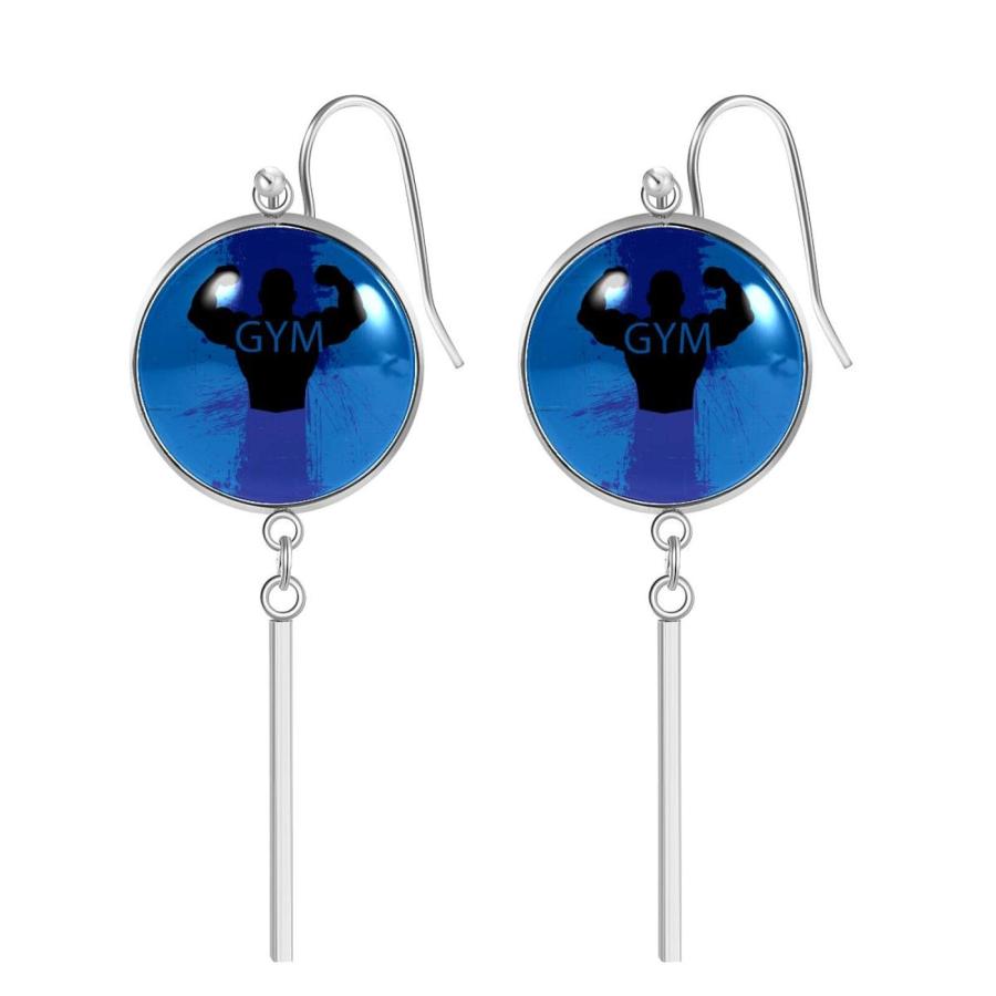 【並行輸入品】Women’s Drop Dangle Hanging Hoop Earrings, Blue GYM Man Stainles