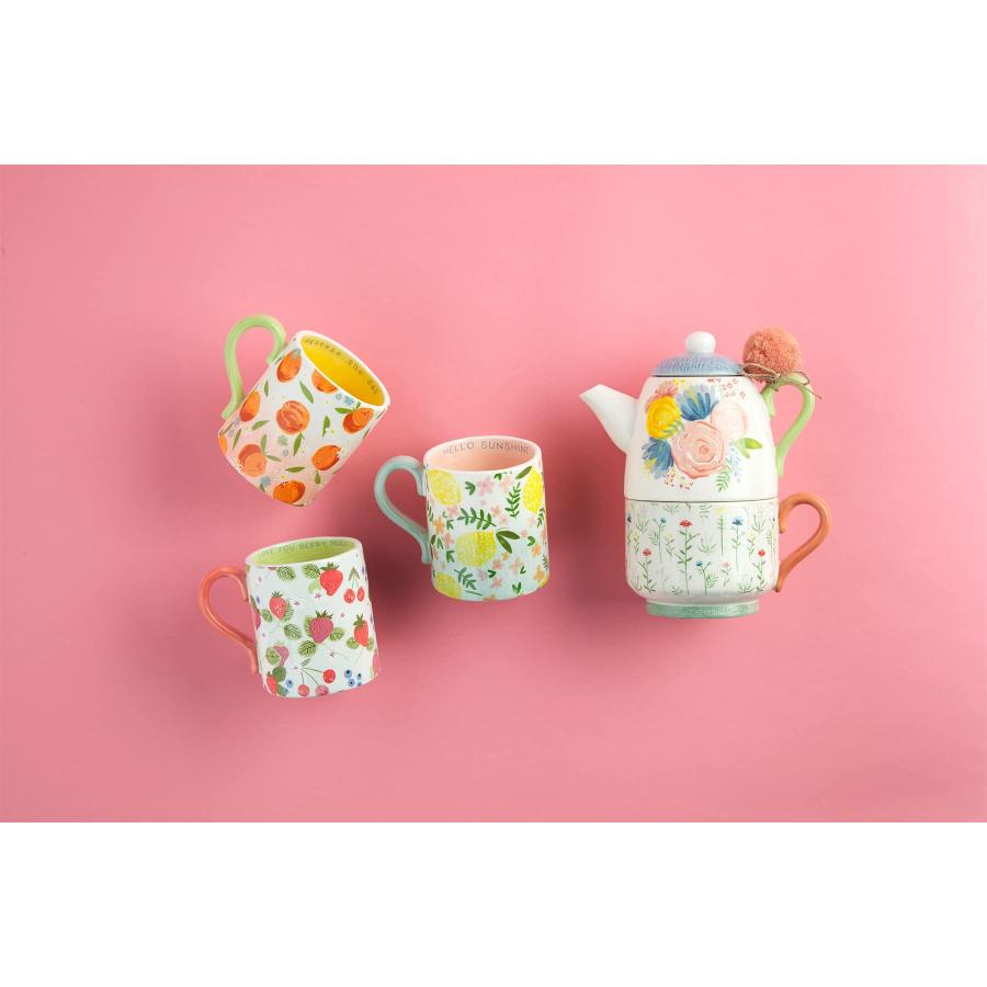 【並行輸入品】Mud Pie Stacked Floral Tea For One Set, Multi, stacked 8 1/4\" x 6の画像