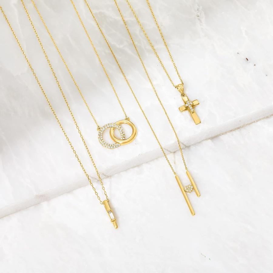 【並行輸入品】[Ross-Simons] レデイーズ rs純粋な0.25 ct。 T.W. 14ktゴールドのペーブインターロックサークルネックレス。の画像