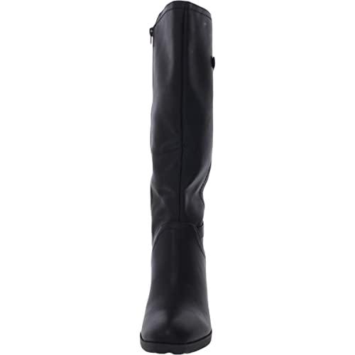 【並行輸入品】Karen Scott Womens Laylah Faux Leather Knee High Boots Black 7.5の画像