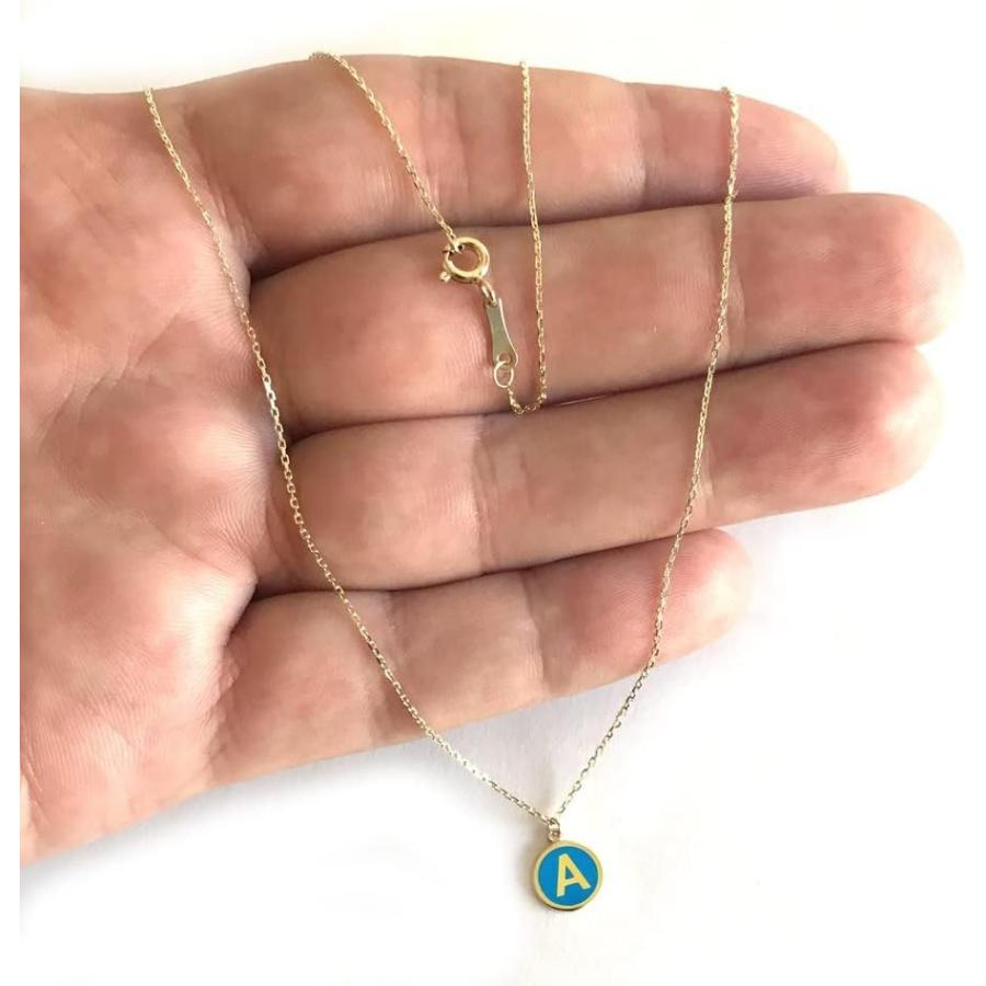 【並行輸入品】The Diamond Deal 14k Solid Yellow Gold Turquoise Enamel Initial Y Neの画像
