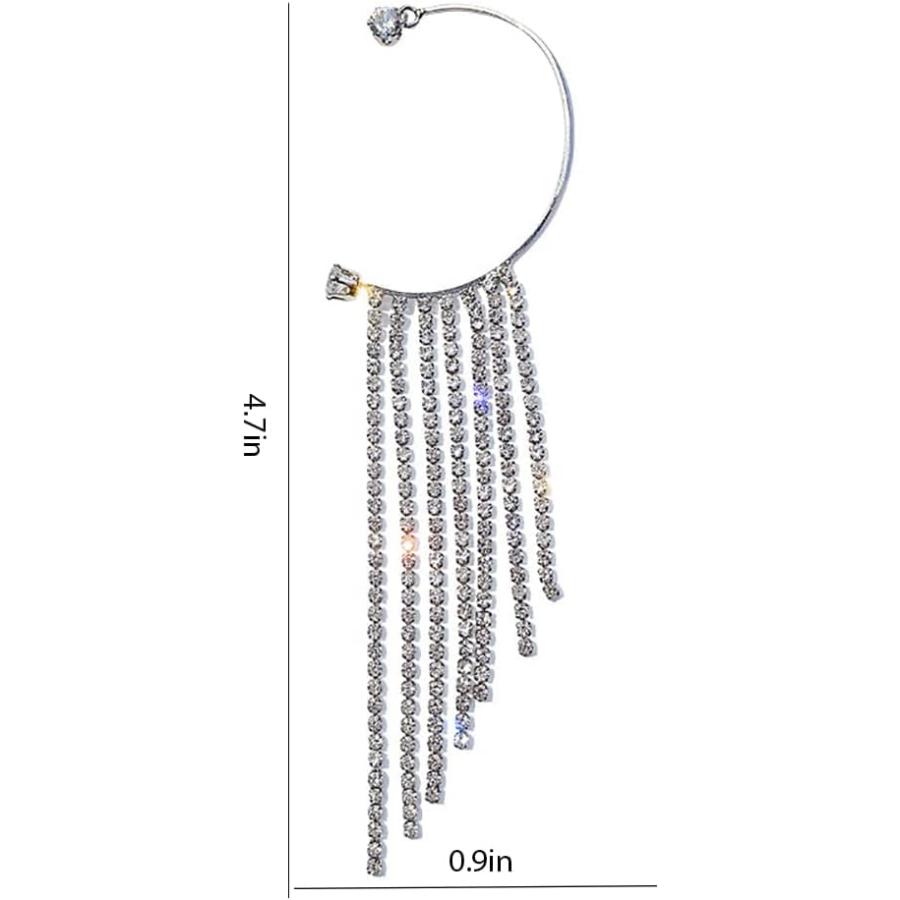 【並行輸入品】CSIYANJRY99 スパークリングダイヤモンド ロングタッセル イヤーカフチェーンイヤリング ボヘミアンレトロタッセル ロングダング_5
