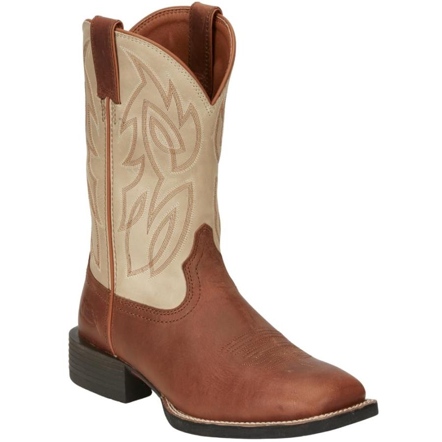 【並行輸入品】Justin Boots メンズ カンターウィスキー 11インチ スタンピード ウエスタンカウボーイブーツ, ブラウン, 10.5の画像