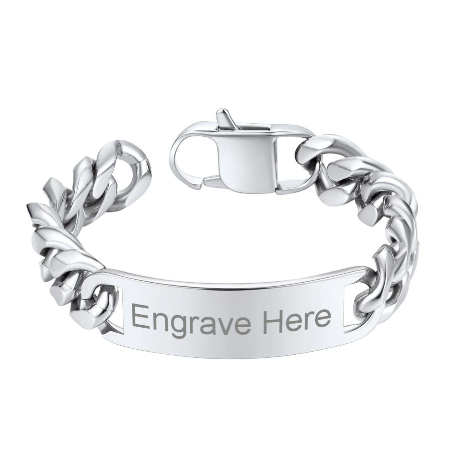 【並行輸入品】ChainsProMax Custom Bracelets ID Bracelets for Men Personalized
