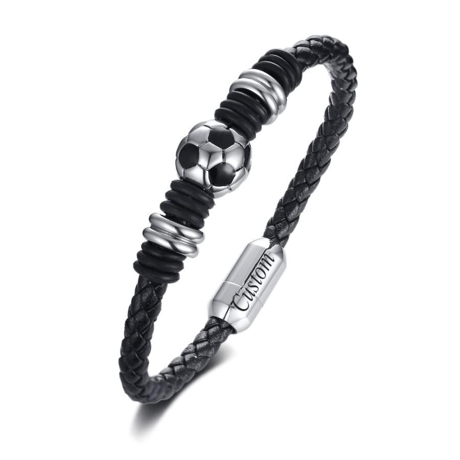 【並行輸入品】MEALGUET Personalized Soccer Bracelet for Boys Men Braided Socce
