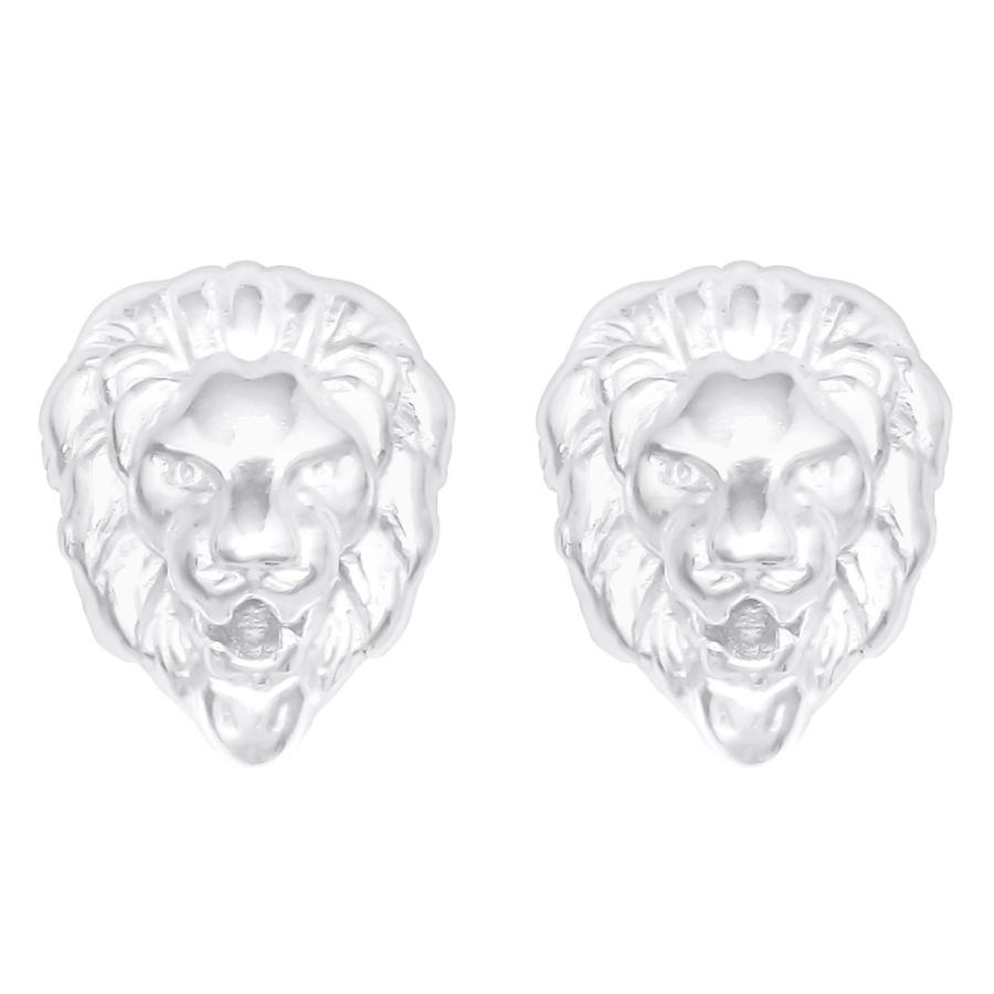【並行輸入品】Small Lion Head Stud Earrings 925 Sterling Silver Push Back