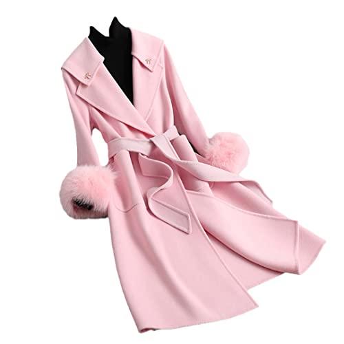 日本で発売 MilaBrown Women Wool Coats Fashion Cashmere Trench Lady Long Fur 並行輸入品