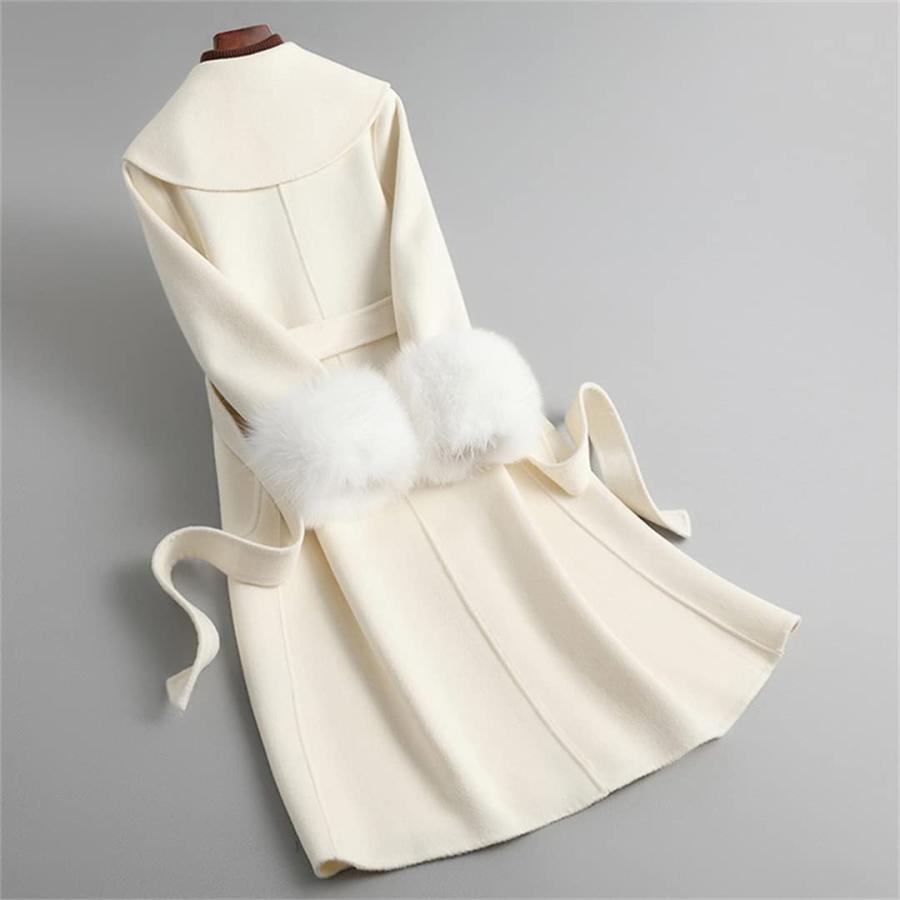 日本で発売 MilaBrown Women Wool Coats Fashion Cashmere Trench Lady Long Fur 並行輸入品
