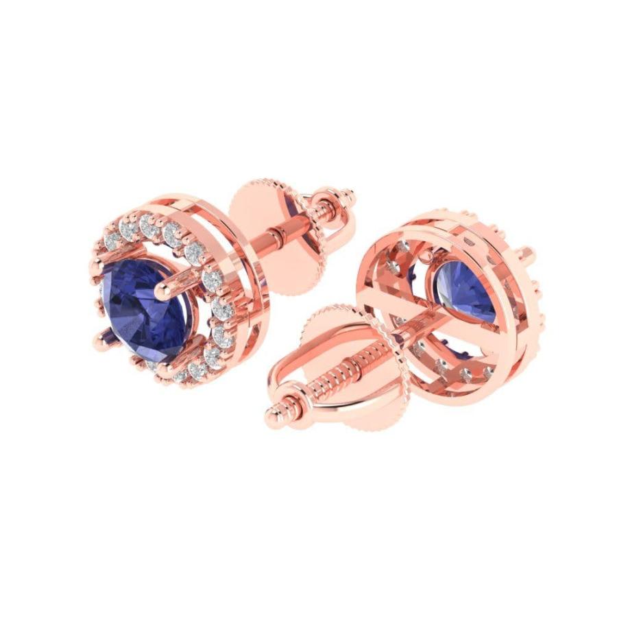 【並行輸入品】1.60 ct Round Cut Halo Solitaire Genuine Simulated Tanzanite Pai_3
