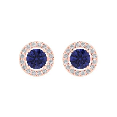 【並行輸入品】1.60 ct Round Cut Halo Solitaire Genuine Simulated Tanzanite Pai_7