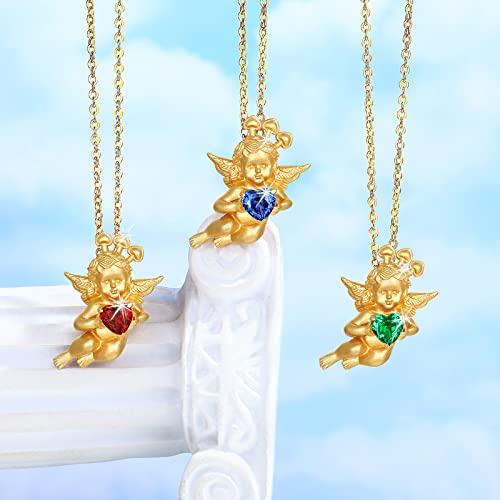 【並行輸入品】MERPOCCLI Angel Pendant Necklace for Girls/Women Emerald Necklac_7