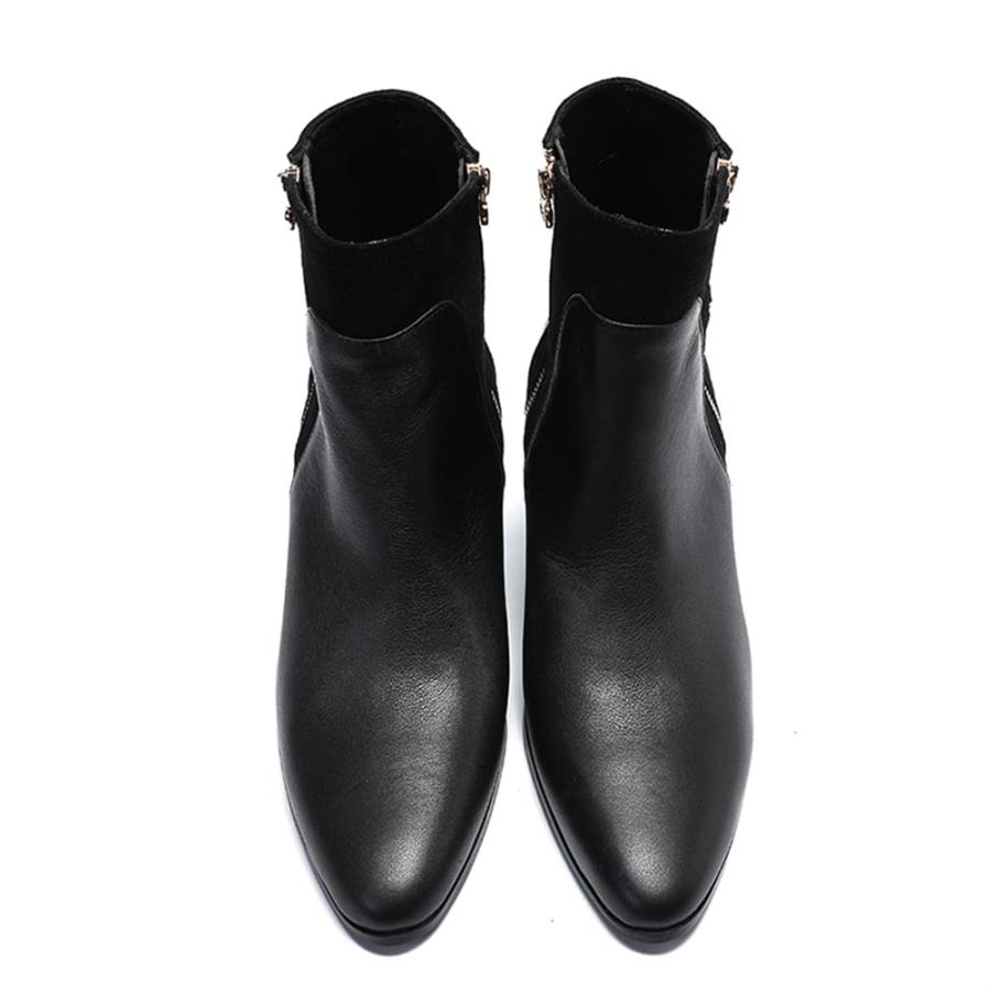 【並行輸入品】QZMX Mens Western Cowboy Ankle Boots Genuine Leather Zip Pointedの画像