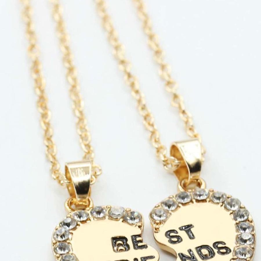 入荷予定商品の通販 Necklace Chain for Women Girls 2Pcs Shining Rhinestone Friendship Necklaces Gift BEST FRIENDS Heart Pendant Necklaces Jewelry Accessory Pendant Ne