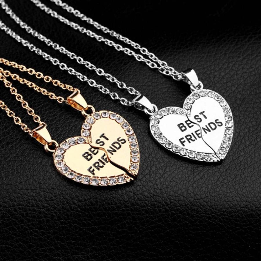 入荷予定商品の通販 Necklace Chain for Women Girls 2Pcs Shining Rhinestone Friendship Necklaces Gift BEST FRIENDS Heart Pendant Necklaces Jewelry Accessory Pendant Ne