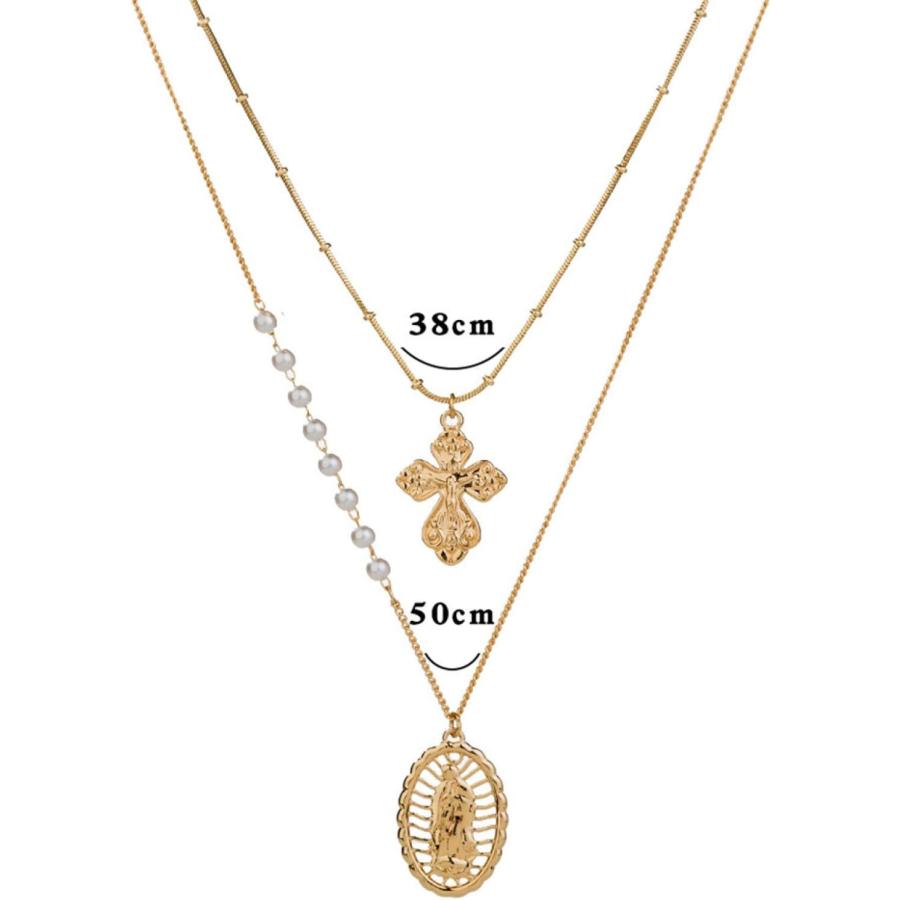 最終処分セール Necklace Chain for Women Girls Women Fashion Long Virgin Mary Cross Pendant Multi-layer Necklace Clavicle Chain Pendant Necklace for Valentine´s D
