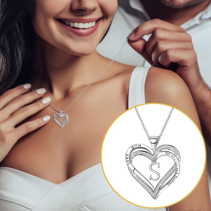 【並行輸入品】Heart Pendant Initial Necklaces 14K Gold Filled Heart Initial Neckl_1