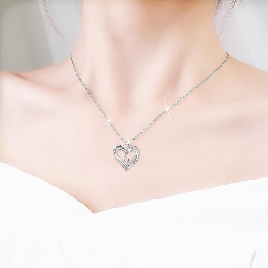 【並行輸入品】Heart Pendant Initial Necklaces 14K Gold Filled Heart Initial Neckl_3