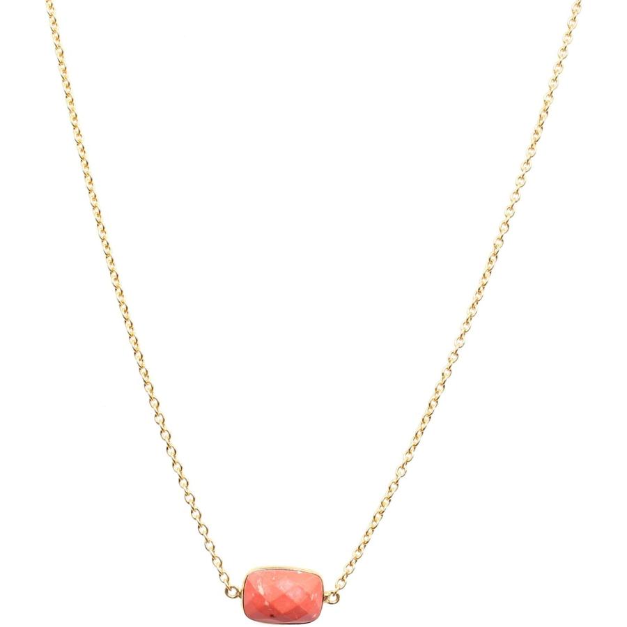 【並行輸入品】Synthetic Orange Coral Gemstone Gold Plated Brass Chain Necklace For