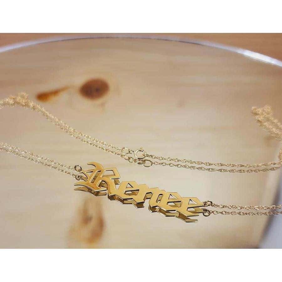【並行輸入品】OLD ENGLISH Font 14k Solid Gold Custom Name Necklace Personalized Cuの画像