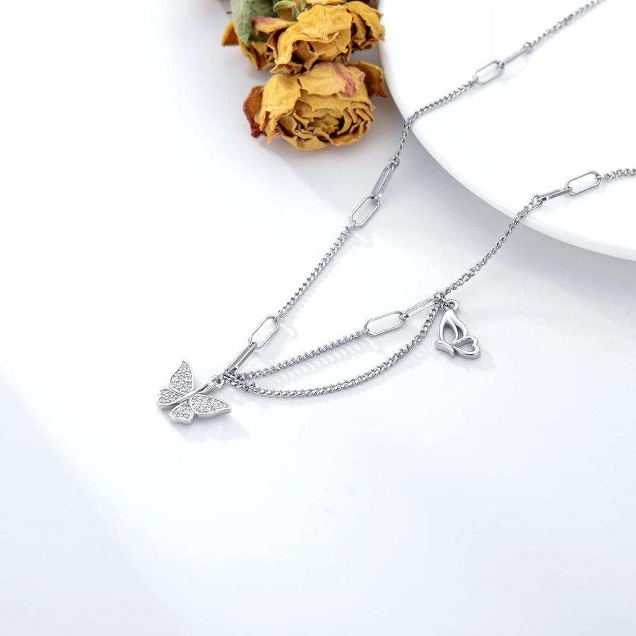 【並行輸入品】LELOUCHY バタフライ ネックレス 925 スターリングシルバー チョーカー 鎖骨ネックレス ミニマリストジュエリー レディース_2