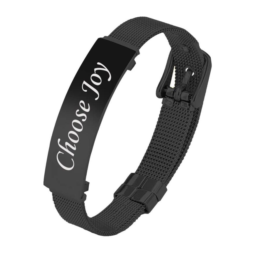 【並行輸入品】SHNIAN 12MM Inspirational Bracelets for Men Women Black Stainles