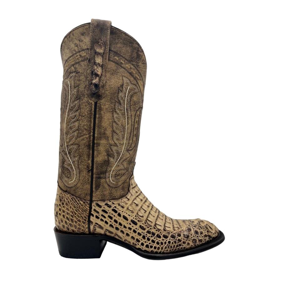 【並行輸入品】Vaccari Mens Genuine Caiman Head Cut Cowboy Boots   Oryx 8.5Dの画像