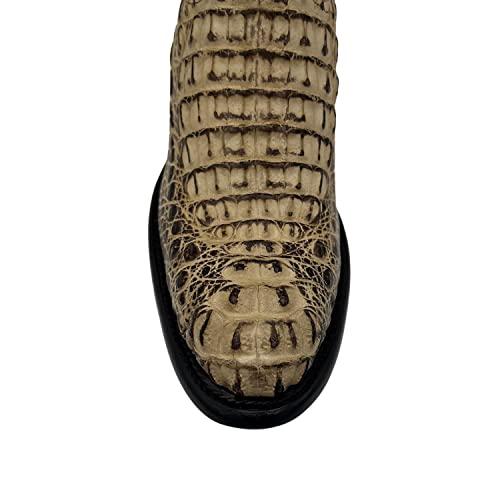 【並行輸入品】Vaccari Mens Genuine Caiman Head Cut Cowboy Boots   Oryx 8.5Dの画像