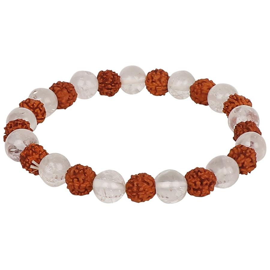 【並行輸入品】BlueQueen 5 Mukhi Rudraksha Crystal Bracelet 8mm Crystal Beads (