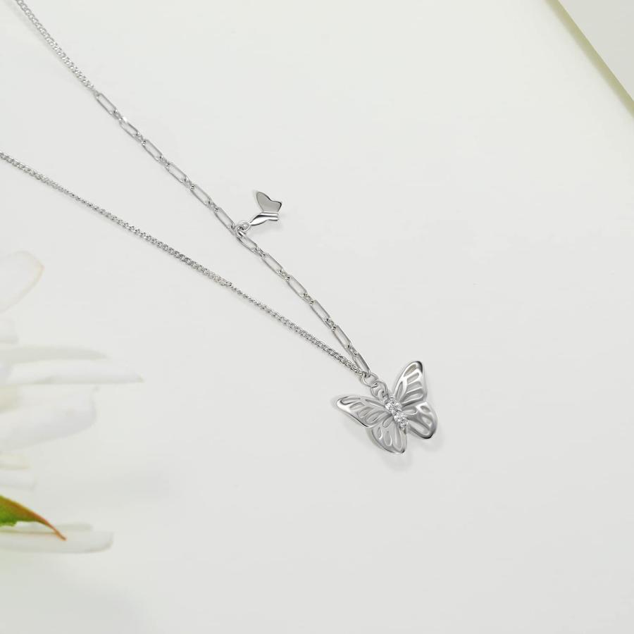 【並行輸入品】Meissa Butterfly Necklace for Women Sterling Silver Rose Gold Neckla