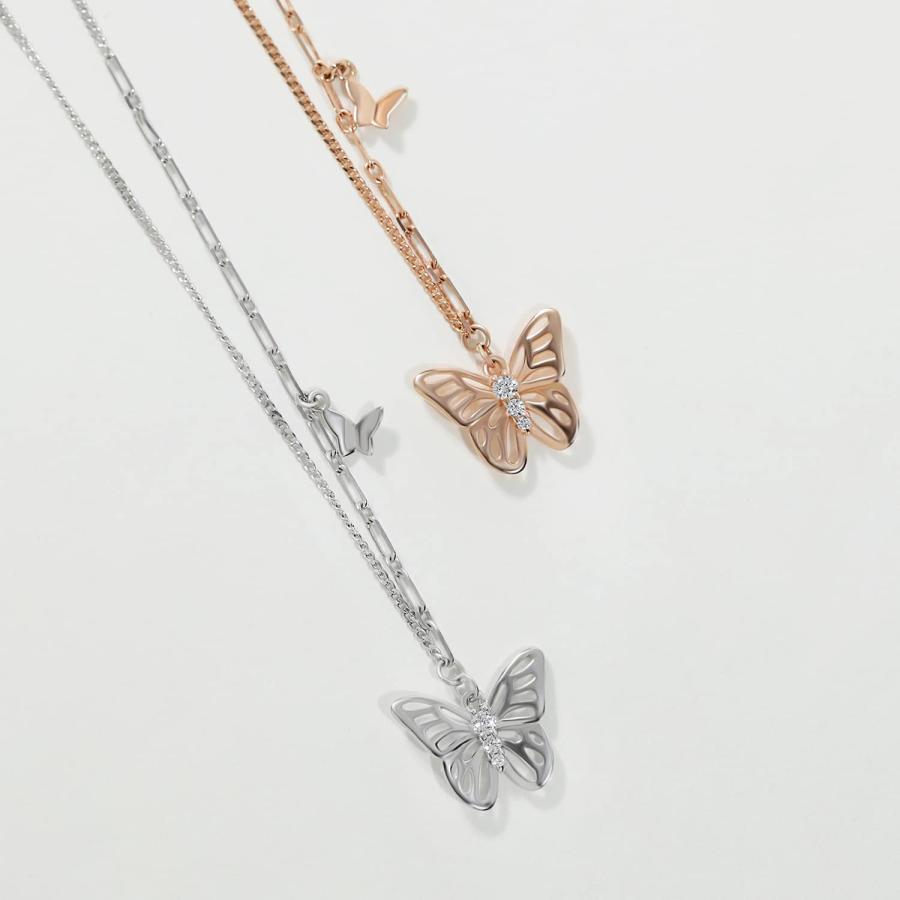 【並行輸入品】Meissa Butterfly Necklace for Women Sterling Silver Rose Gold Neckla