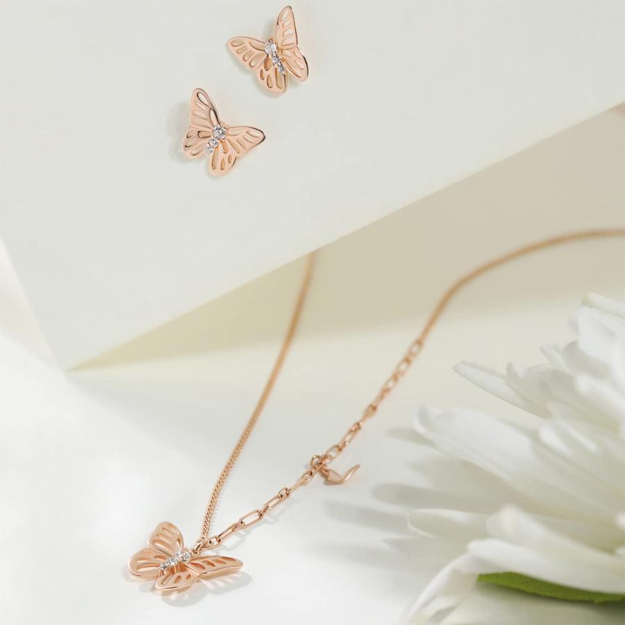 【並行輸入品】Meissa Butterfly Necklace for Women Sterling Silver Rose Gold Neckla