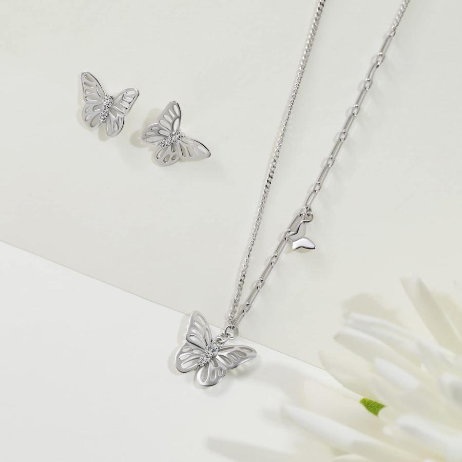 【並行輸入品】Meissa Butterfly Necklace for Women Sterling Silver Rose Gold Neckla